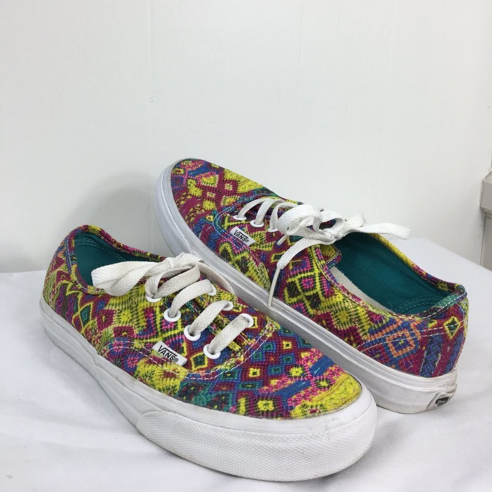 Vans Native Print Abstract Colorful Vintage Unisex Sneakers Size 6M/7.5W GREAT
